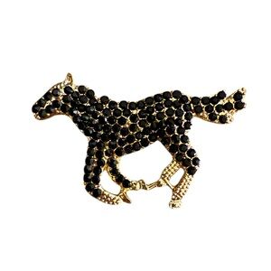 Mint Black and Gold Horse Brooch